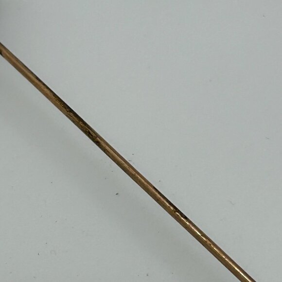Antique Art Nouveau Hat Pin Black Enamel On Copper 1900s Geometric Design 9 Inch - Picture 4 of 14
